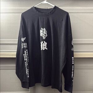 Darc Sport Black Long Sleeve Tee with Bold Japanese Design